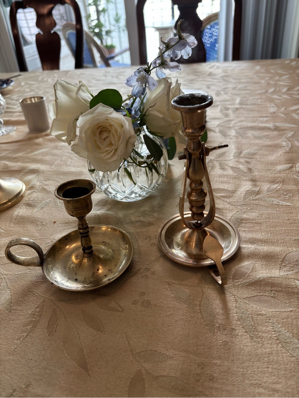 Vintage Eclectic Brass Taper Candle Holders (Set of 2)